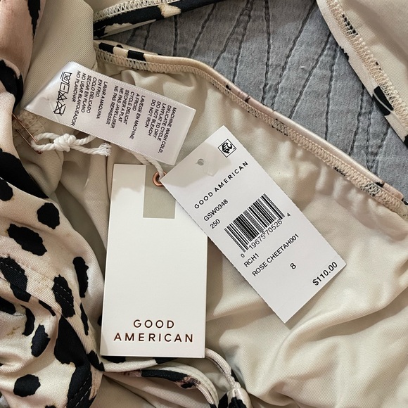 NWT Good American Ruched Halter One-Piece Swimsuit Cheetah Rose Print Size 8 5X - Picture 6 of 7